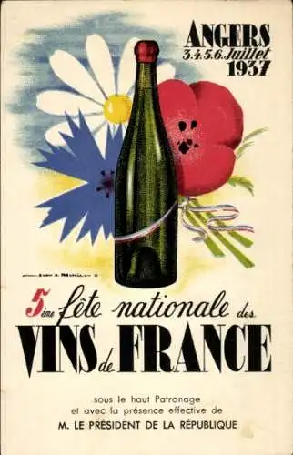 Ak Angers Maine et Loire, 5eme Fete Nationale des Vins de France 1937