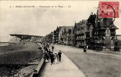 Ak Mers les Bains Somme, Strandpromenade