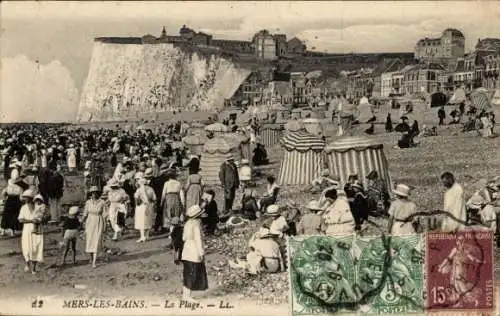 Ak Mers les Bains Somme, Strand, Steilküste