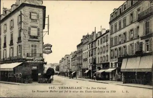 Ak Versailles Yvelines, Rue Carnot, Brasserie Müller