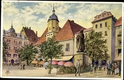 Künstler Ak Jena in Thüringen, Marktplatz, Hanfried