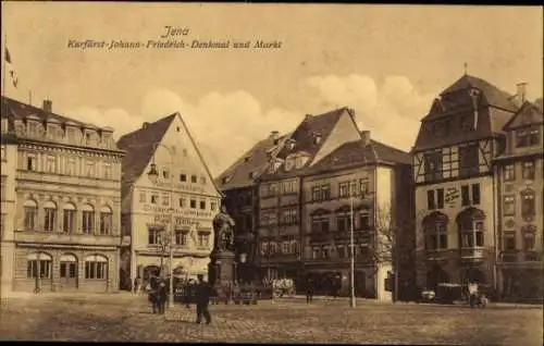 Ak Jena in Thüringen, Kurfürst-Johann-Friedrich-Denkmal, Markt