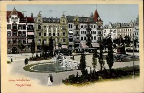 Ak Magdeburg, Kaiser-Wilhelm-Platz, Denkmal