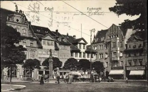 Ak Erfurt in Thüringen, Fischmarkt, Denkmal