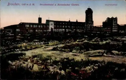 Ak Brocken im Harz, Brockenhotel, Botanischer Garten, Observatorium