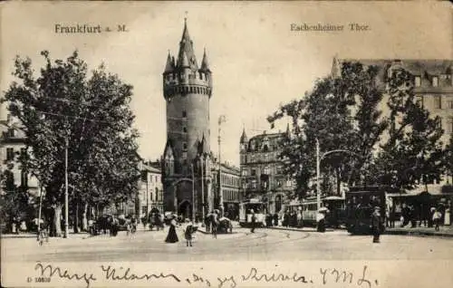 Ak Frankfurt am Main, Eschenheimer Tor, Straßenbahn