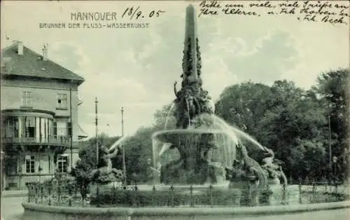 Ak Hannover in Niedersachsen, Brunnen der Fluss-Wasserkunst