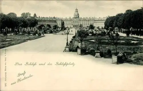 Ak Karlsruhe in Baden, Schlossplatz, Schloss