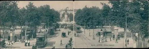 Klapp Ak Lyon Rhône, Place Carnot, Straßenbahn