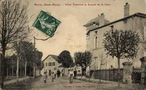 Ak Merrey Haute Marne, Hotel Terminus, Avenue de la Gare