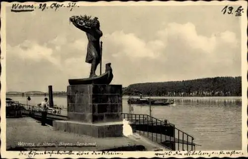 Ak Worms am Rhein, Hagen-Denkmal