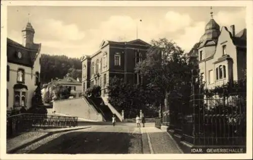 Ak Idar Oberstein an der Nahe, Gewerbehalle, Straßenpartie