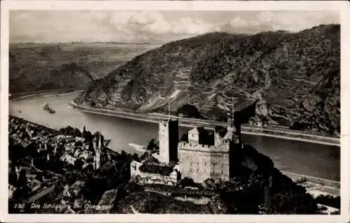 Ak Oberwesel am Rhein, Teilansicht, Schönburg