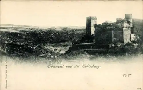 Ak Oberwesel am Rhein, Teilansicht, Schönburg