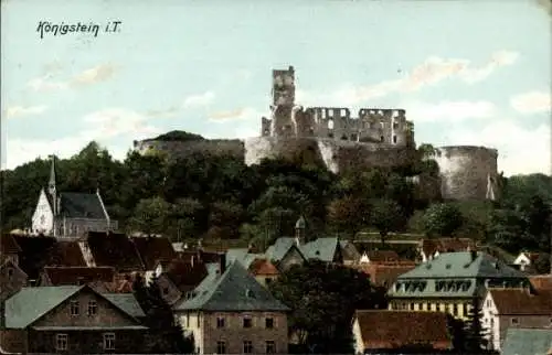 Ak Königstein im Taunus Hessen, Teilansicht mit Burgruine