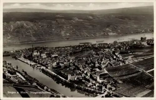 Ak Bingen am Rhein, Totalansicht, Fliegeraufnahme