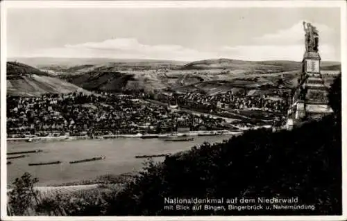 Ak Rüdesheim am Rhein, Niederwald Nationaldenkmal, Bingen, Bingerbrück, Nahemündung