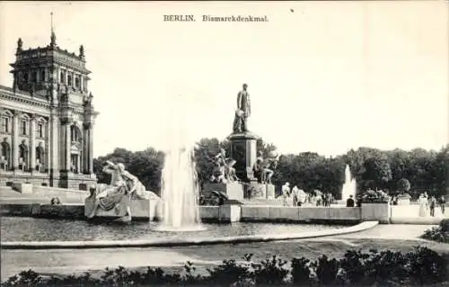 Ak Berlin Tiergarten, Bismarckdenkmal, Springbrunnen