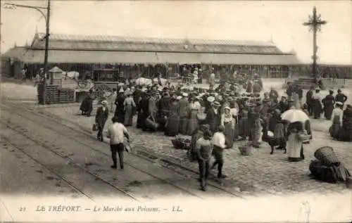 Ak Le Tréport Seine Maritime, Fischmarkt