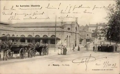 Ak Nancy Meurthe et Moselle, Gare, Kutsche
