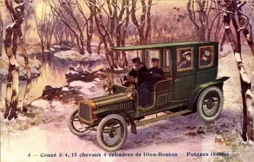 Ak Puteaux Hauts de Seine, Coupe 3/4, 15 chevaux 4 cylindres du Dion Bouton