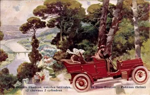 Künstler Ak Puteaux Hauts de Seine, Double Phaeton de Dion Bouton, Auto