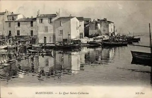 Ak Martigues Bouches du Rhône, Le Quai Sainte Catherine