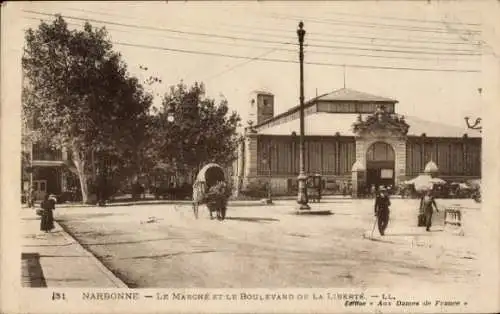 Ak Narbonne-Aude, Markt und Boulevard de la Liberté