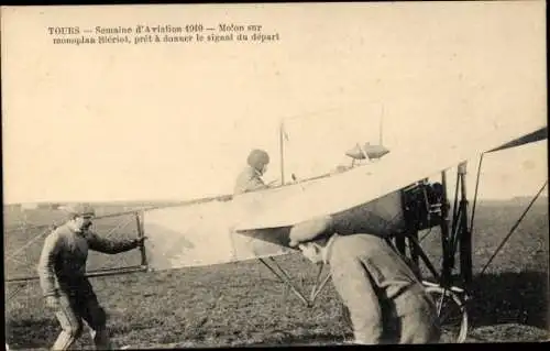 Ak Aviation Week 1910, Molon auf dem Bleriot-Eindecker