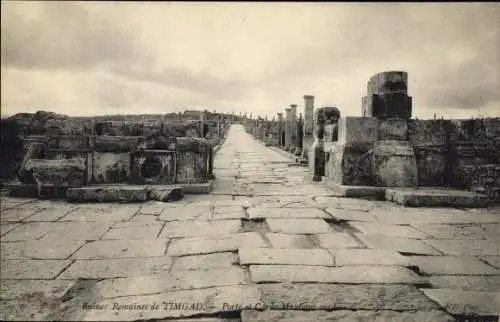 Ak Timgad Algerien, römische Ruinen, Tor