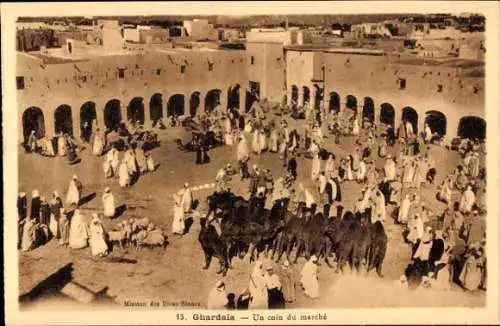 Ak Ghardaia Algerien, Markt, Marktplatz