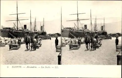 Stereo Ak Alexandria Ägypten, Dampfschiff im Hafen