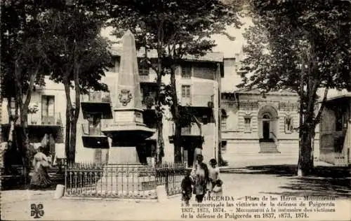 Ak Puigcerda Katalonien, Plaza de los Héros, Denkmal