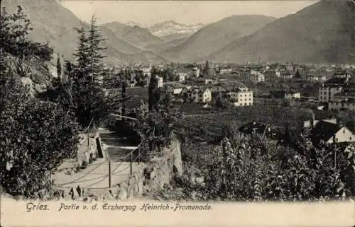 Ak Gries Bozen Bolzano Südtirol, an der Erzherzog Heinrich-Promenade