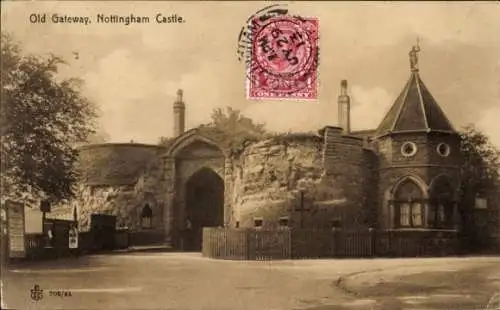 Ak Nottingham East Midlands England, Schloss, Altes Tor