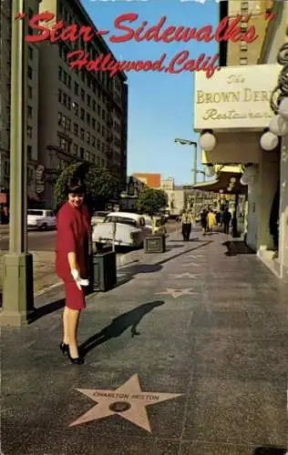 Ak Hollywood Los Angeles Kalifornien USA, Stars Bürgersteig