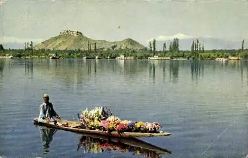 Ak Srinagar Kashmir Indien, Dal Lake, Boot, Blumentransport