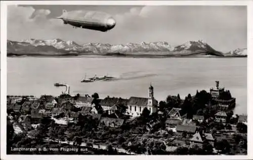 Ak Langenargen am Bodensee, Luftaufnahme, Zeppelin