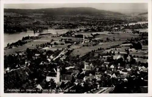 Ak Oehningen am Untersee, Fliegeraufnahme, Stein am Rhein, Insel Werd