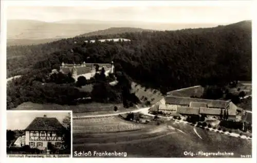 Ak Schloss Frankenberg Weigenheim, Fliegeraufnahme, Schloss, Wirtschaft