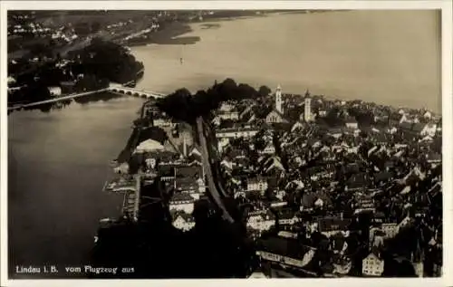 Ak Lindau am Bodensee Schwaben, Fliegeraufnahme