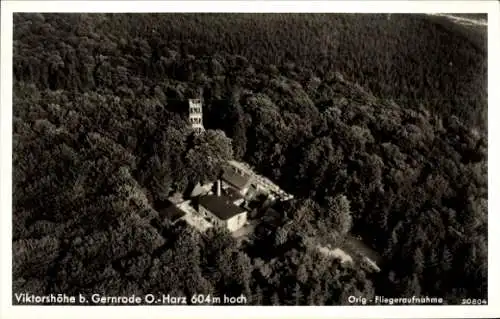 Ak Gernrode Quedlinburg Harz, Fliegeraufnahme, Berggasthaus Viktorshöhe