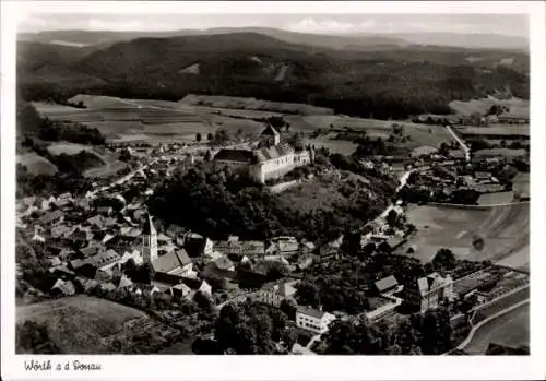 Ak Wörth an der Donau Oberpfalz Bayern, Fliegeraufnahme