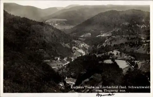 Ak Oppenau im Schwarzwald, Fliegeraufnahme, Kurhaus Taube, Lierbachtal