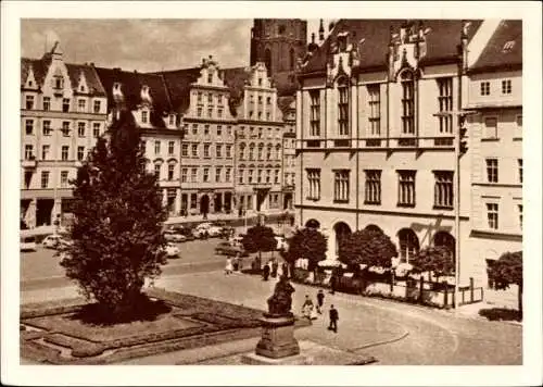 Ak Wrocław Breslau Schlesien, Pomnik Alksandra Fredry, Rynek, Fredro Denkmal, Ring