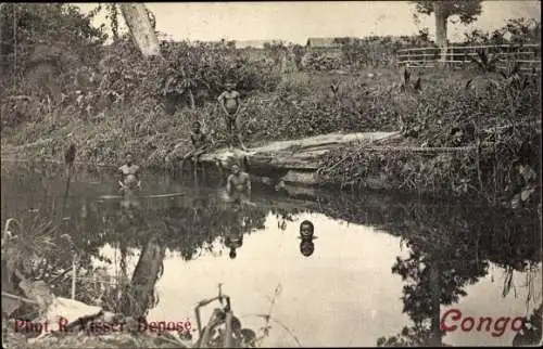 Ak Republik Kongo Französisch Kongo, Piscine des Noirs