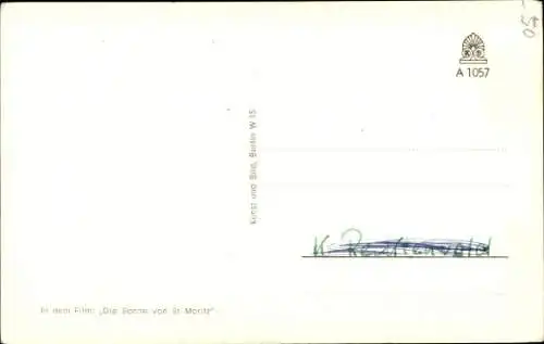 Ak Schauspielerin Winnie Markus, Portrait, Blumen, die Sonne von St. Moritz, Autogramm