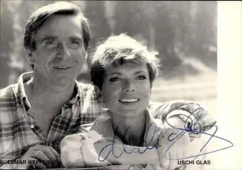 Ak Schauspieler Uschi Glas und Elmar Wepper, Portrait, Autogramme