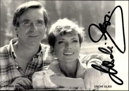 Ak Schauspieler Uschi Glas und Elmar Wepper, Portrait, Autogramme