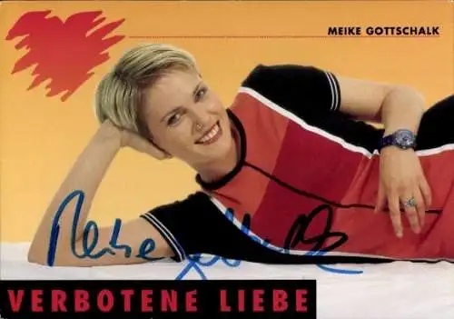 Ak Schauspielerin Meike Gottschalk, Portrait, Serie Verbotene Liebe, Autogramm